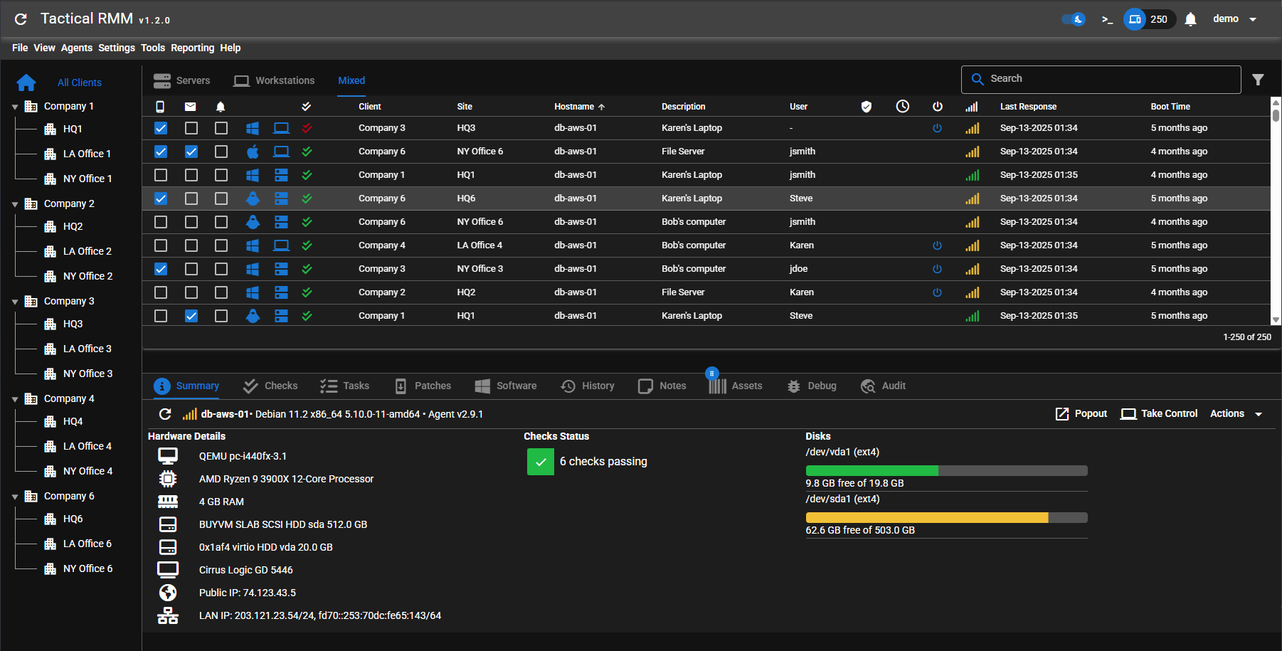 Dashboard Tactical RMM